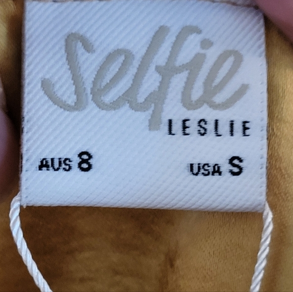 NWT Selfie Leslie Perfect Day Satin Midi Dress Mustard - Size S - Picture 5 of 8